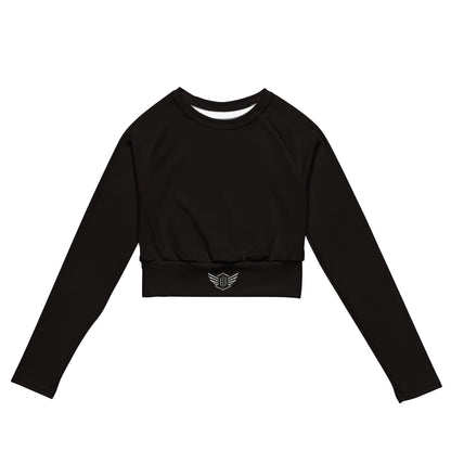 Sleek Long-Sleeve Crop Top for Activewear & Dancewear Blak | Flat