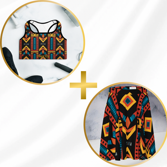 Activewear Skater Skirt Set | Afro print Ndebele 2 Dazz'Up Store