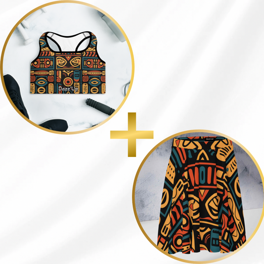 Activewear Skater Skirt Set | Afro print Ndebele 4 Dazz'Up Store