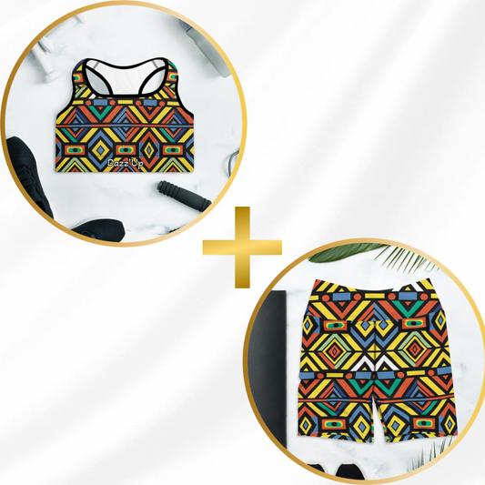 Activewear Short Set | Afro print Ndebele 3 Dazz'Up Store