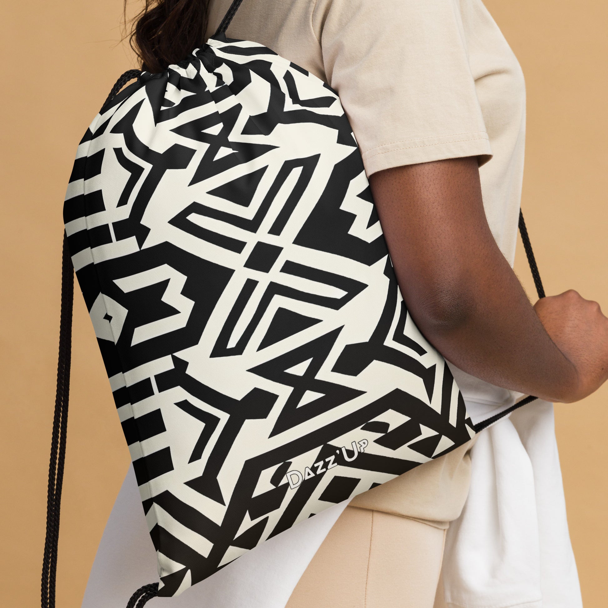 Drawstring bag | Afro Print Black and white pattern Dazz'Up Store