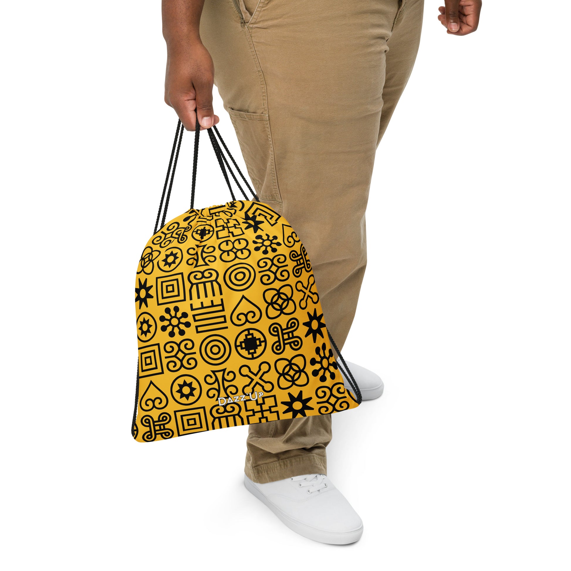 Drawstring bag | Afro Print Adinkra Symbol | Yellow Dazz'Up Store