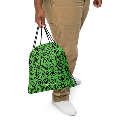 Drawstring bag | Afro Print Adinkra Symol | Green Dazz'Up Store