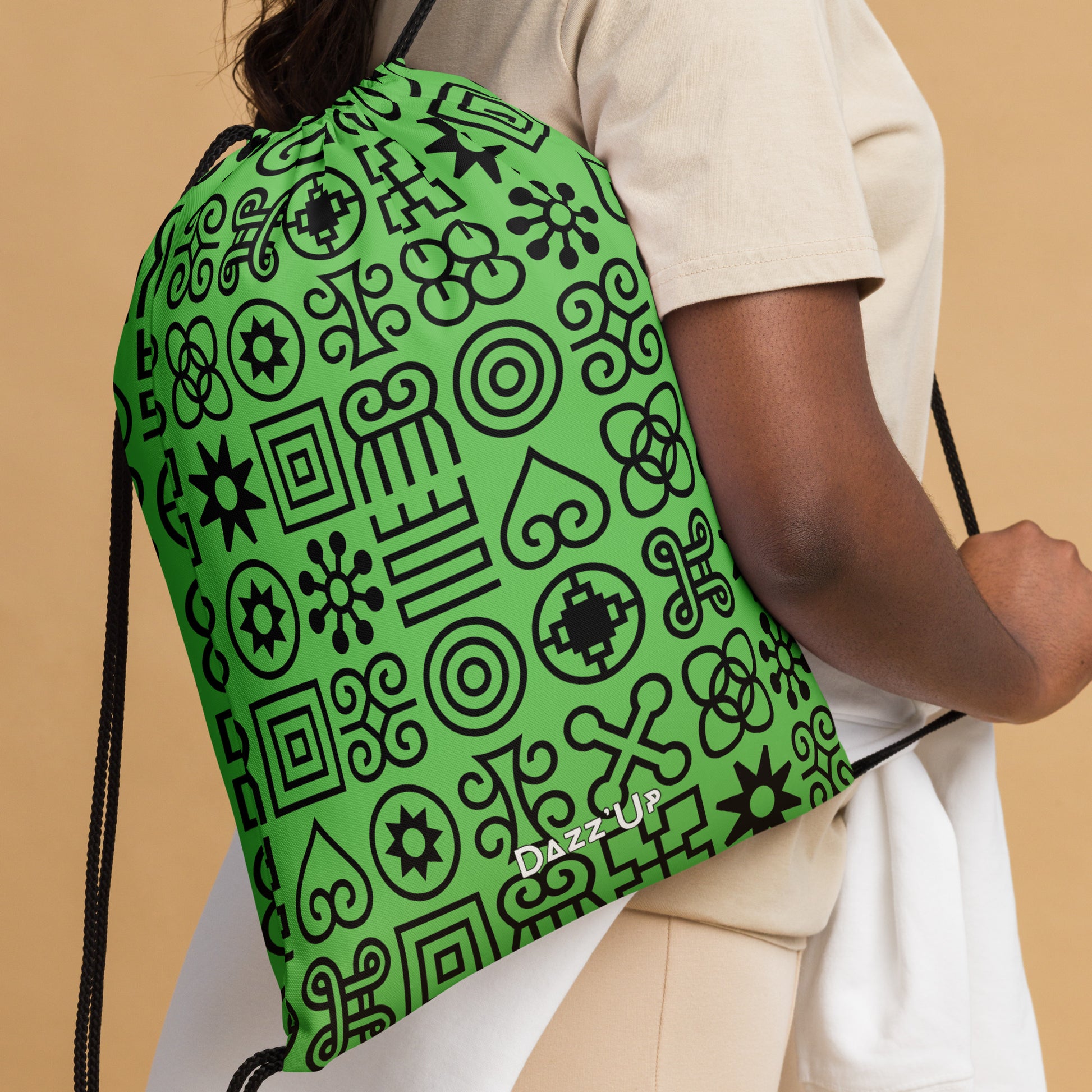 Drawstring bag | Afro Print Adinkra Symol | Green Dazz'Up Store