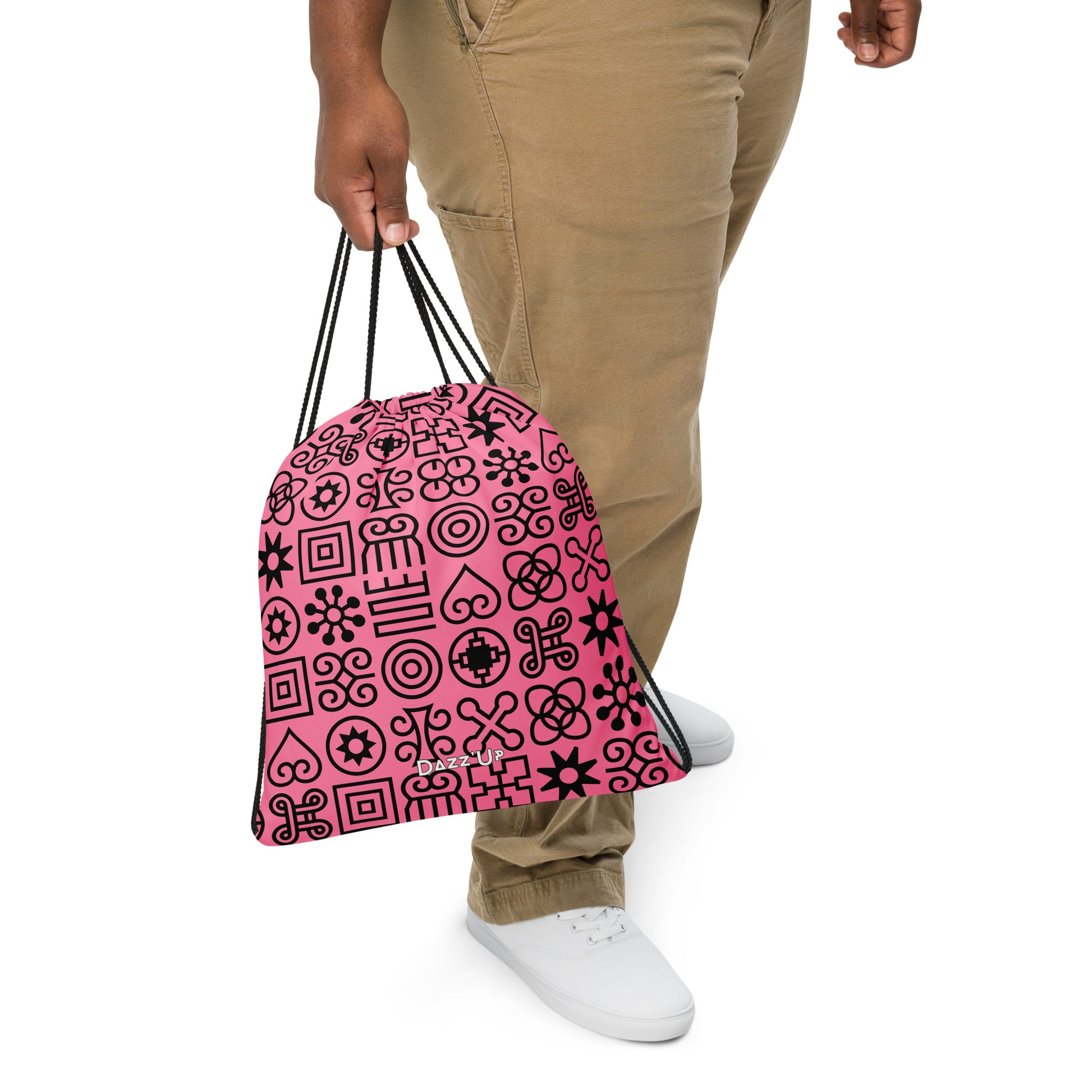 Drawstring bag | Afro  Print Adinkra Pink Dazz'Up Store