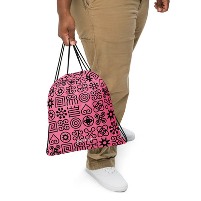 Drawstring bag | Afro  Print Adinkra Pink Dazz'Up Store