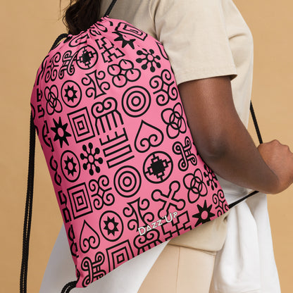 Drawstring bag | Afro  Print Adinkra Pink Dazz'Up Store