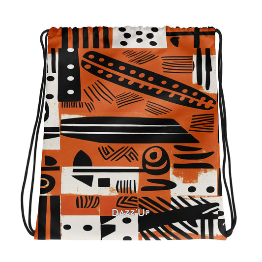 Drawstring bag | Orange afro-print Dazz'Up Store