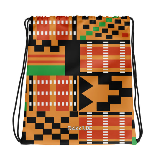 Drawstring bag | Afro Print Orange Kente Dazz'Up Store