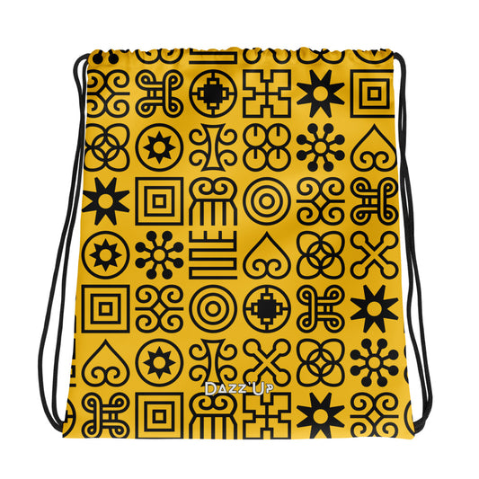 Drawstring bag | Afro Print Adinkra Symbol | Yellow Dazz'Up Store