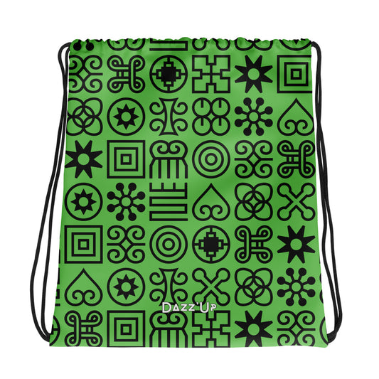 Drawstring bag | Afro Print Adinkra Symol | Green Dazz'Up Store