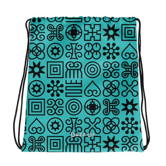 Drawstring bag | Afro Print Adinkra Symbols | Blue Dazz'Up Store