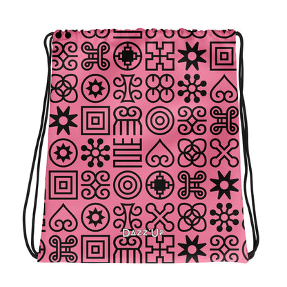 Drawstring bag | Afro  Print Adinkra Pink Dazz'Up Store