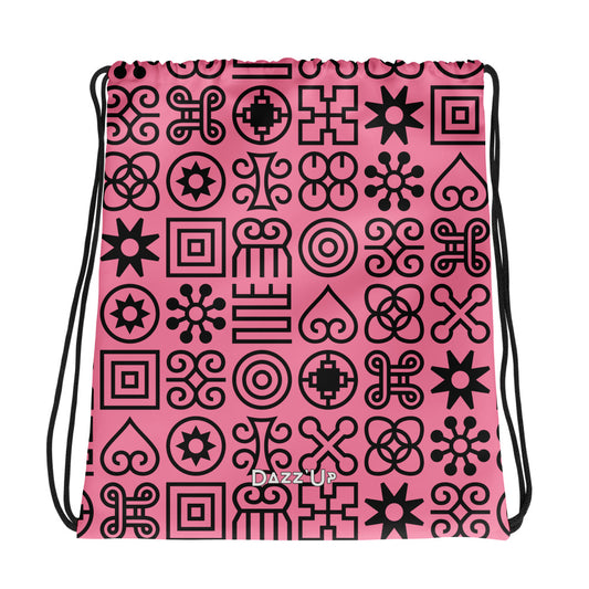 Drawstring bag | Afro  Print Adinkra Pink Dazz'Up Store