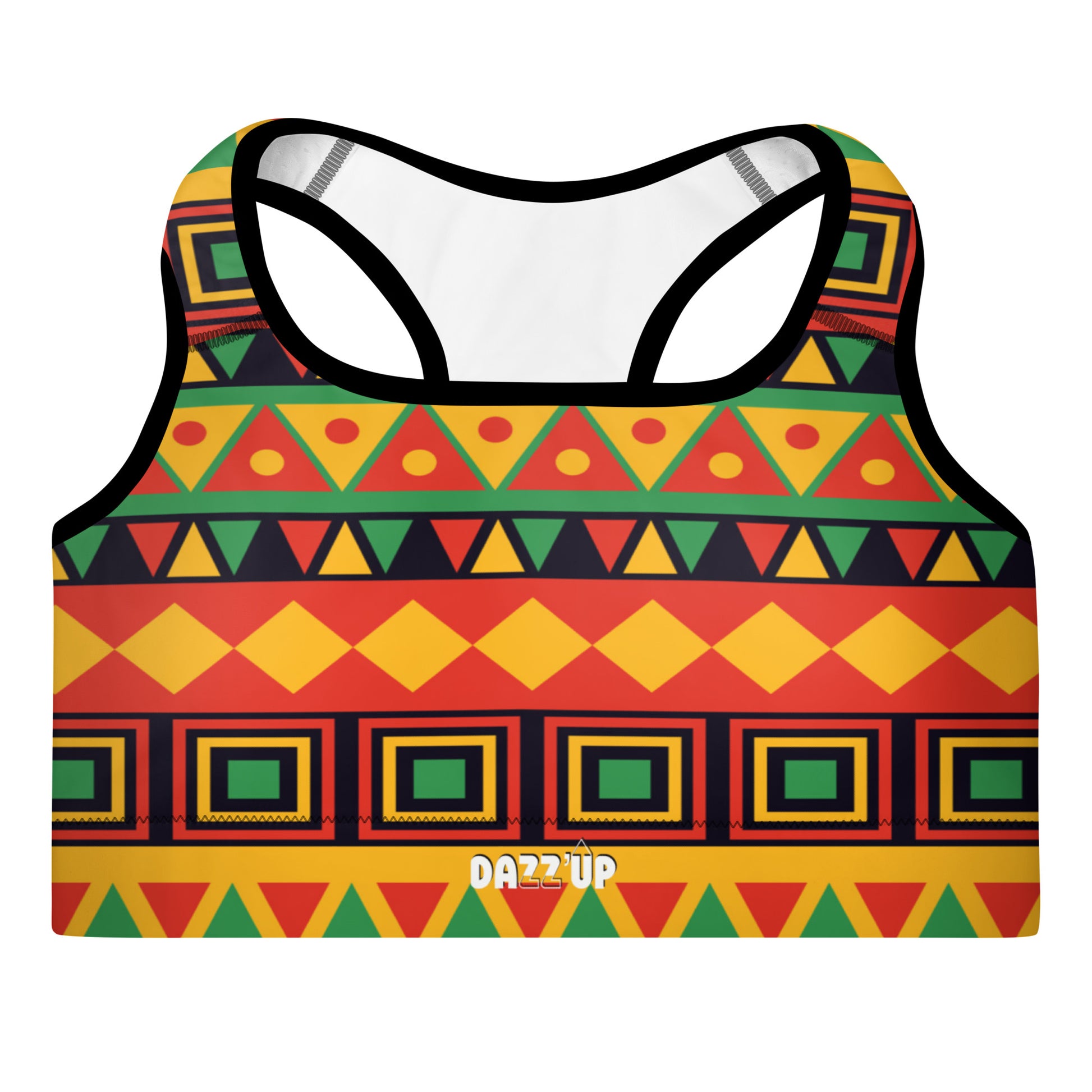 Afro Pattern Padded Sports Bra | AFP1 Dazz'Up Store