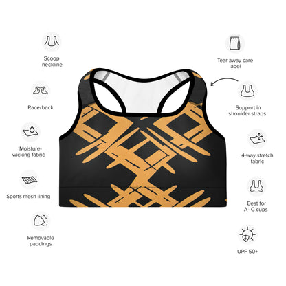 Sports Bra | Afro Print Black & Yellow Dazz'Up Store