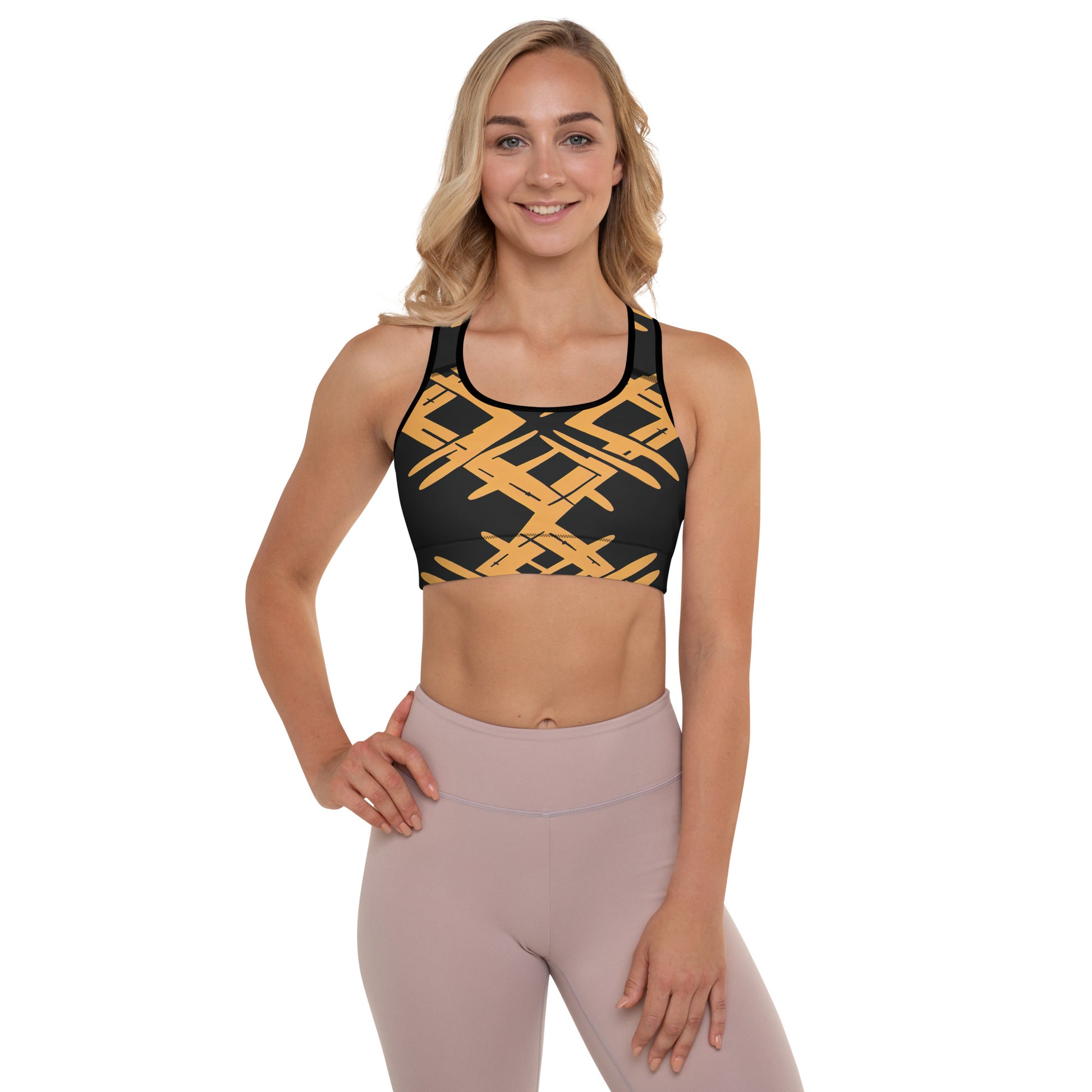 Sports Bra | Afro Print Black & Yellow Dazz'Up Store