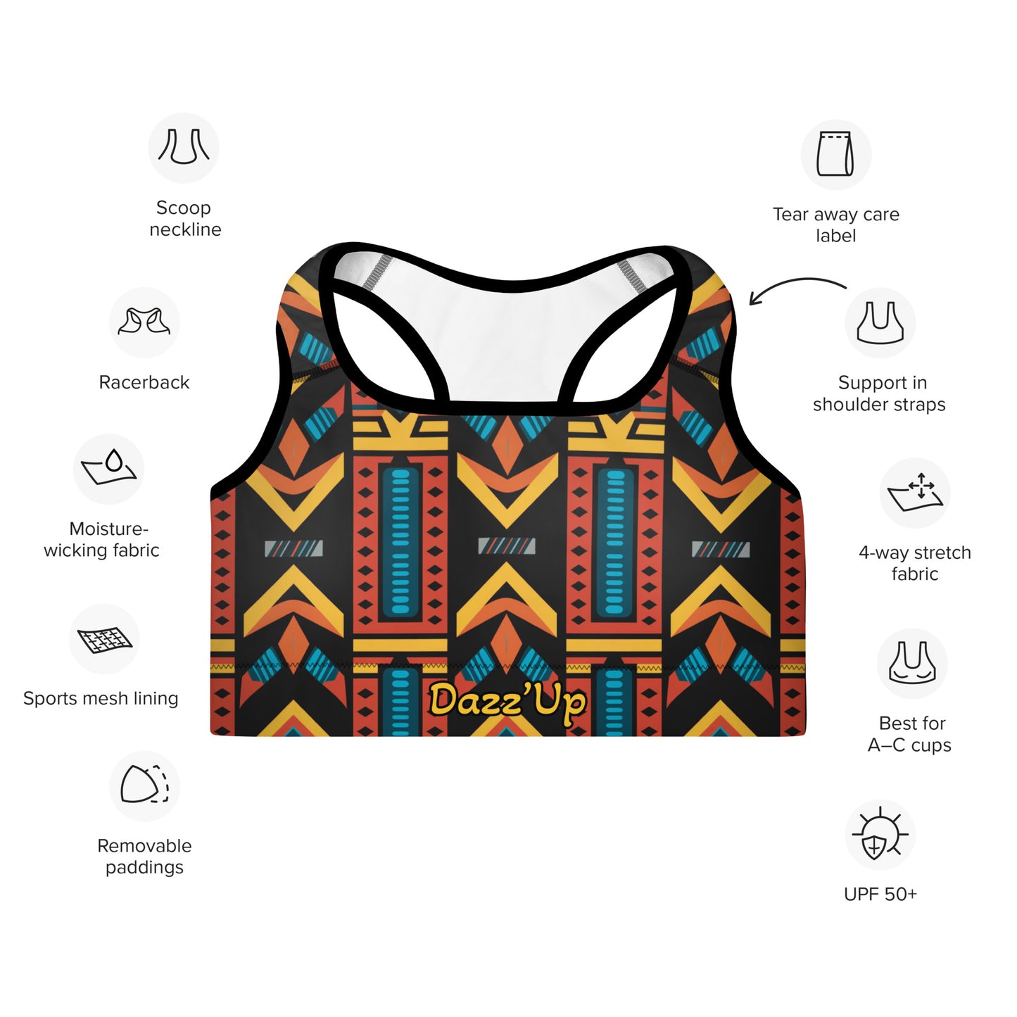 Sports Bra | Afro Print Ndebele 2 Dazz'Up Store