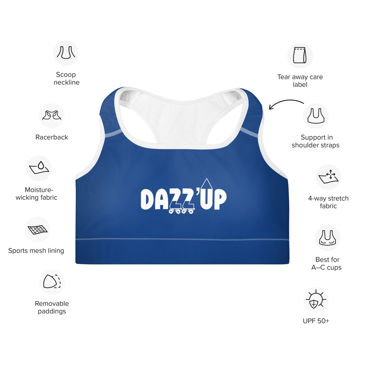 Dazz’Up Rollerskates Sports Bra | Dark Blue Dazz'Up Store