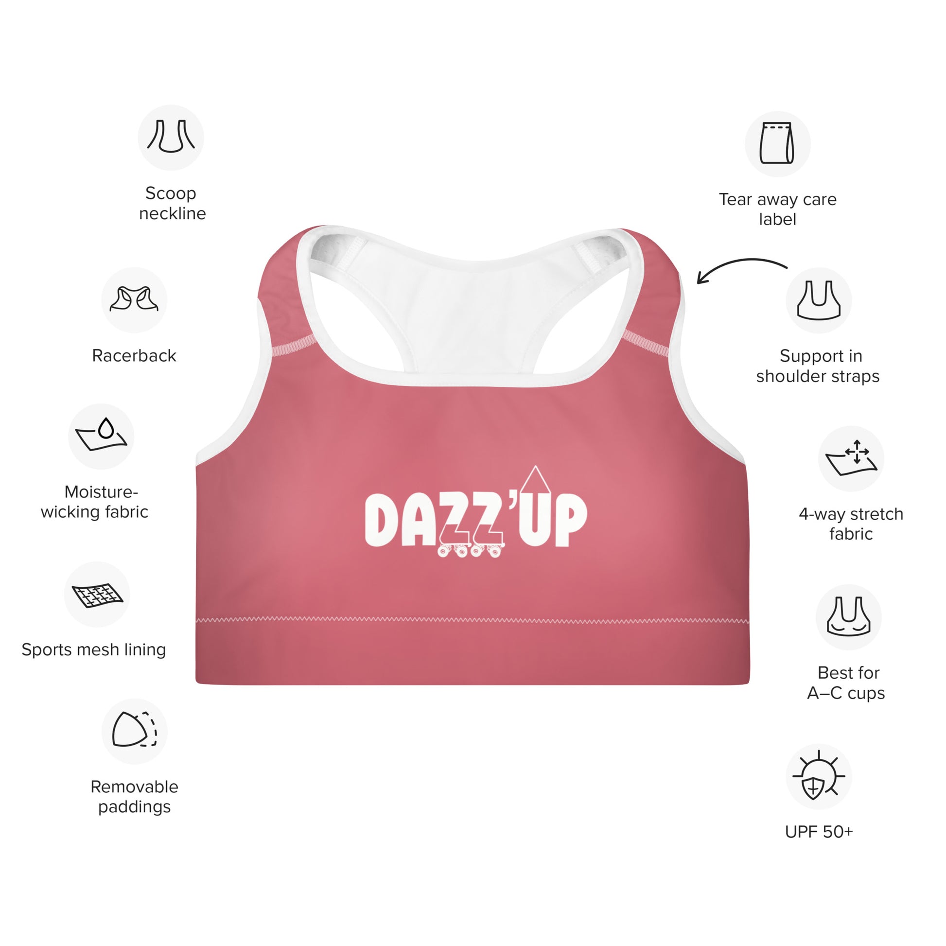 Dazz’Up Rollerskates Sports Bra | Pink Cabaret Dazz'Up Store