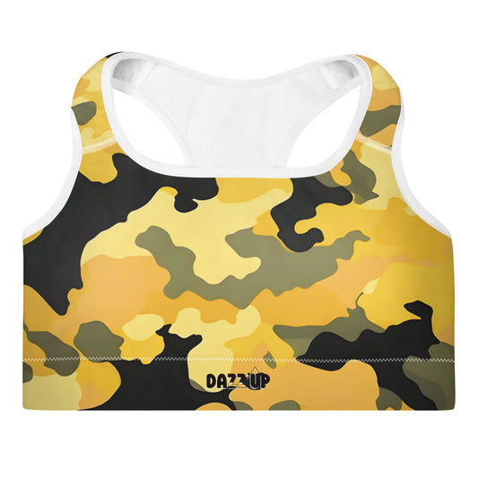 Camouflage Padded Sports Bra | Yellow Dazz'Up Store