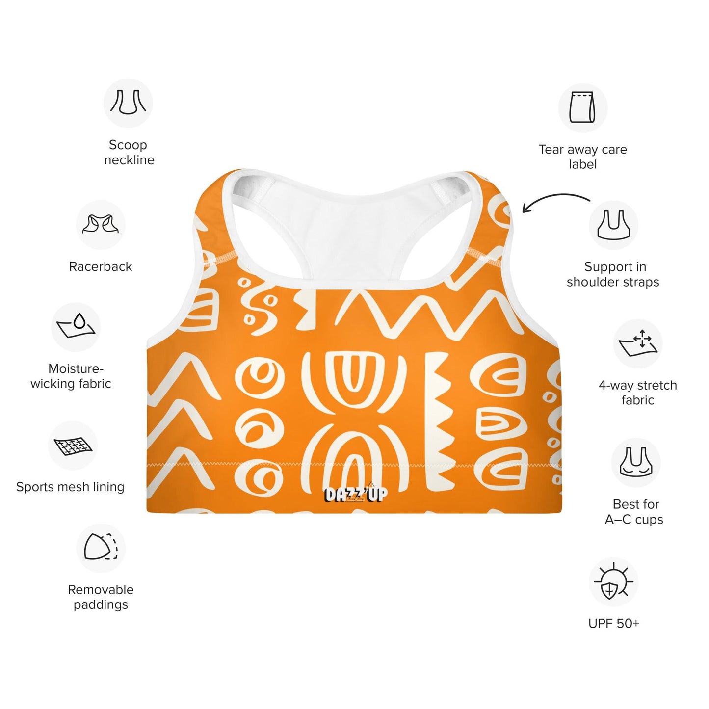 Symbol Sports Bra | Orange Dazz'Up Store