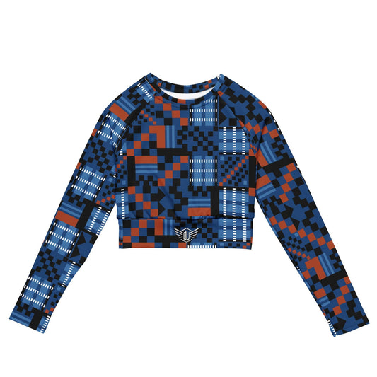 Long-sleeve crop top | Afro Print | Blue Kente Dazz'Up Store