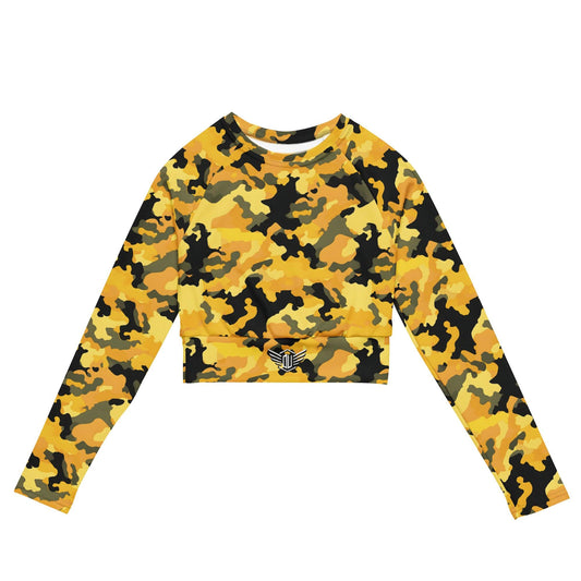 Long-sleeve crop top | Yellow Camouflage Dazz'Up Store