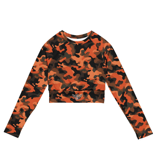 Long-sleeve crop top | Orange Camouflage Dazz'Up Store