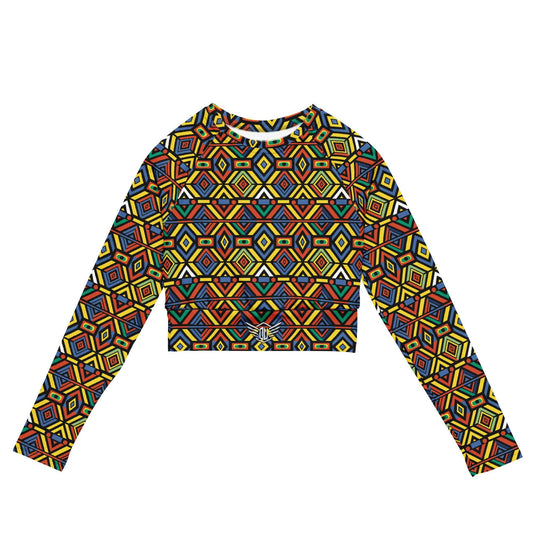 Long-sleeve crop top | Afro Print Ndebele NDB3 Dazz'Up Store