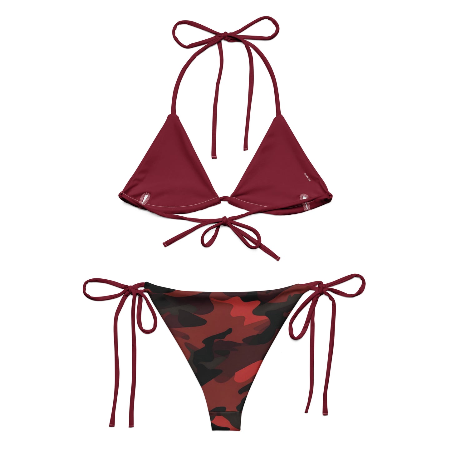 Camouflage Dark Red String Bikini Set | Eco-Friendly Dazz'Up Store