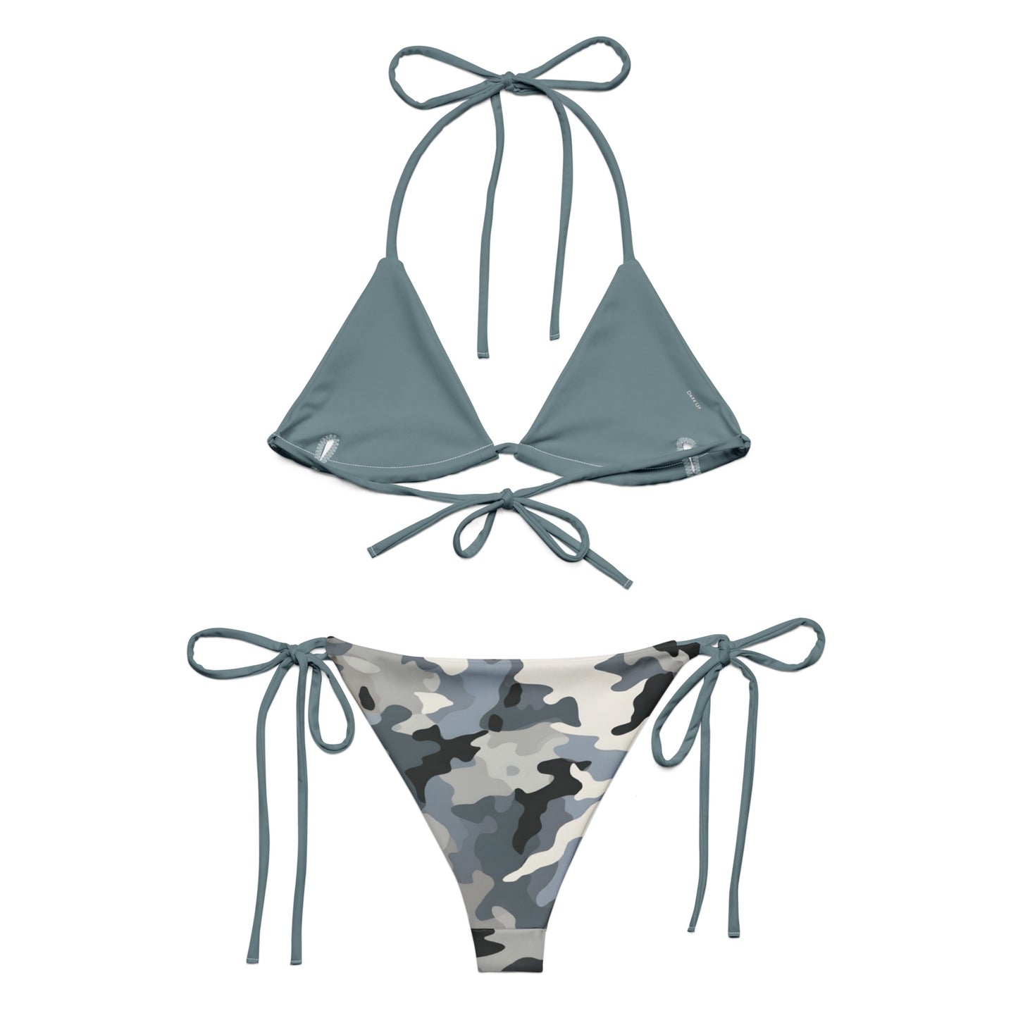 Camouflage Blue Grey String Bikini Set | Eco-Friendly Dazz'Up Store