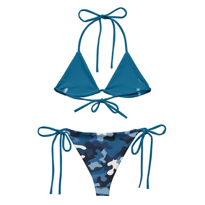 Camouflage Dark Blue String Bikini Set | Eco-Friendly Dazz'Up Store