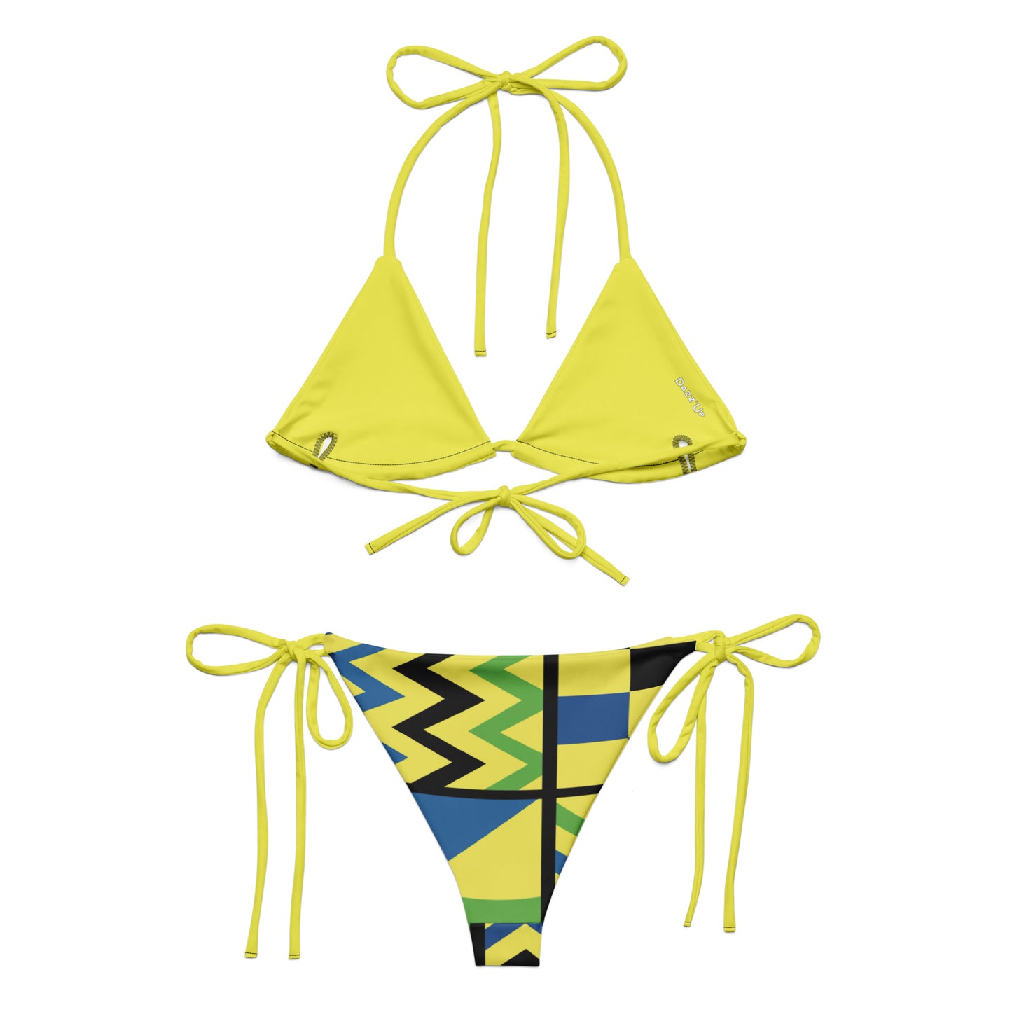 Yellow & Blue Kente String Bikini Set | Eco-Friendly Dazz'Up Store