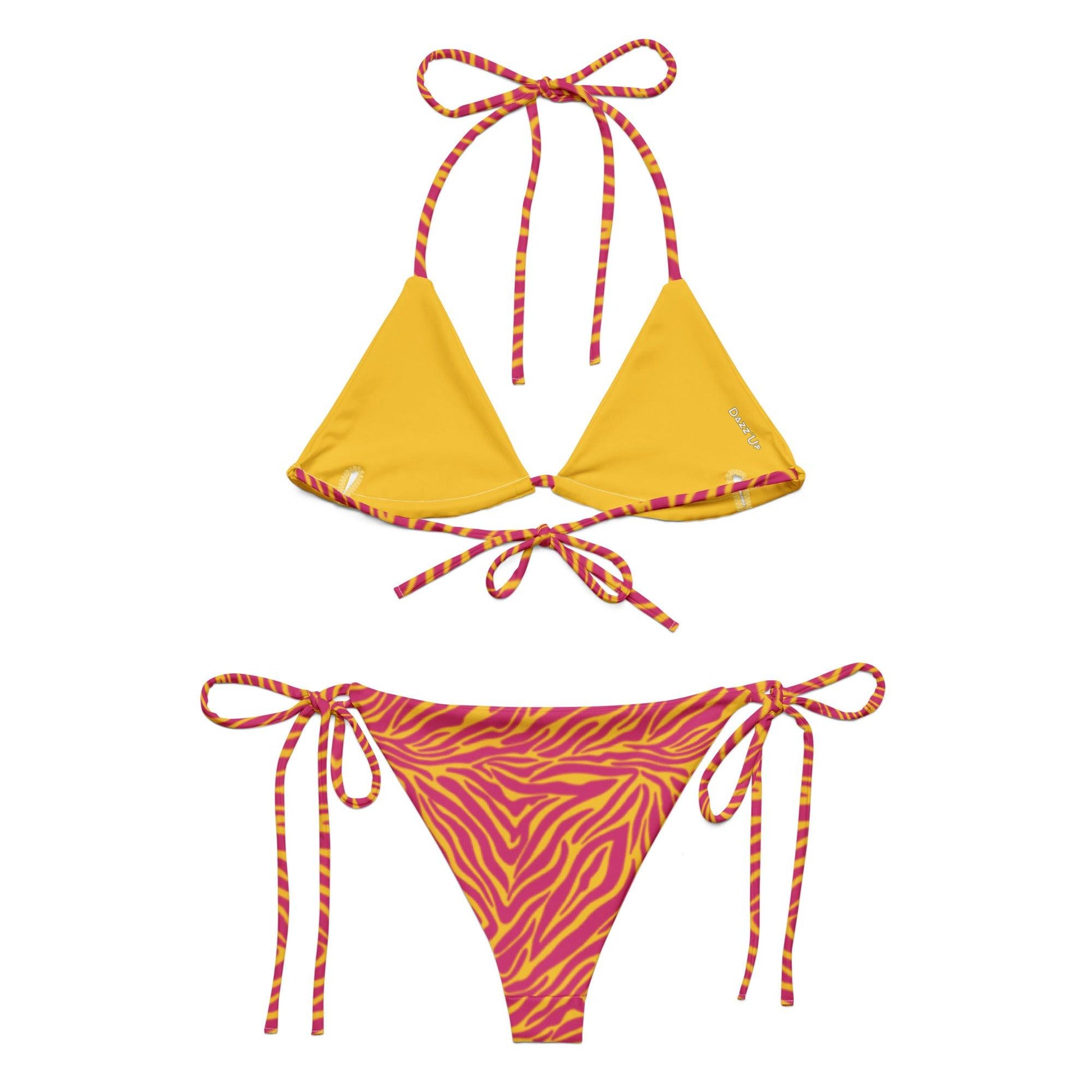 Pink & Yellow Zebra String Bikini Set Dazz'Up Store