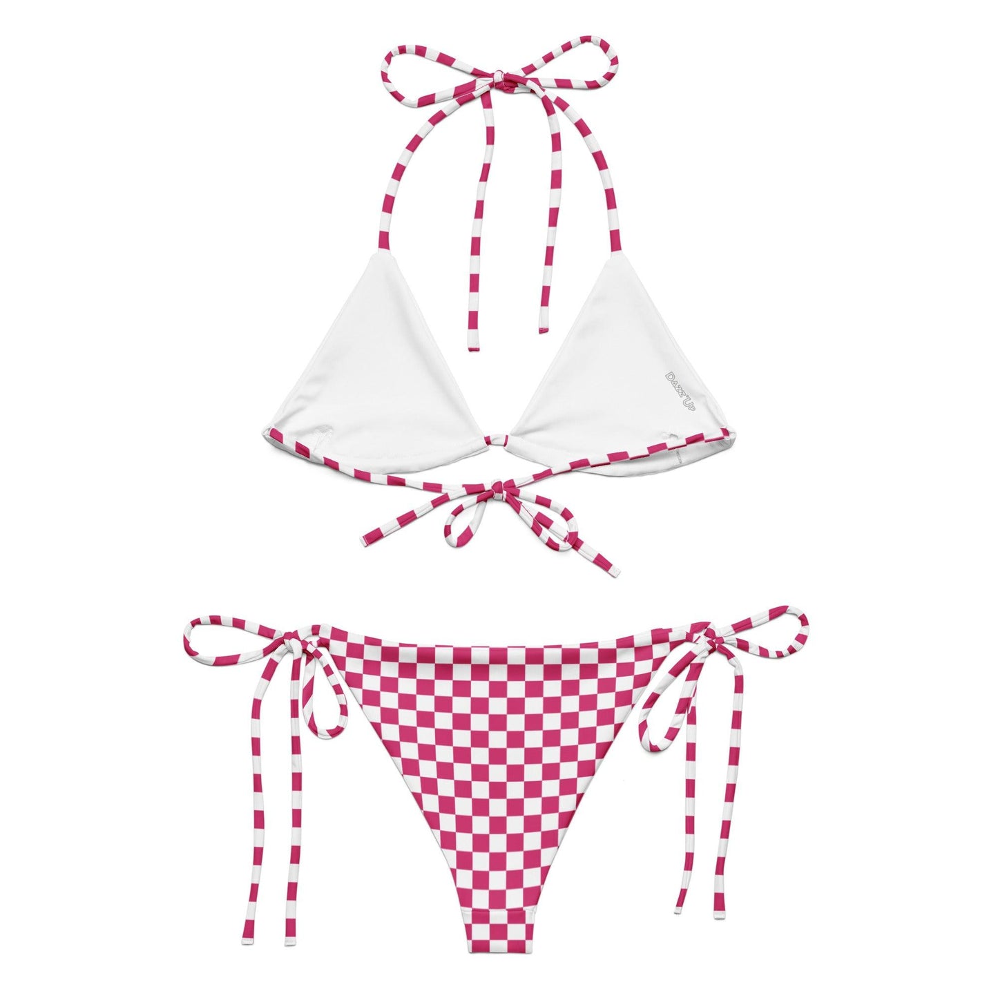 String Bikini Set | Checkered top | Pink Dazz'Up Store