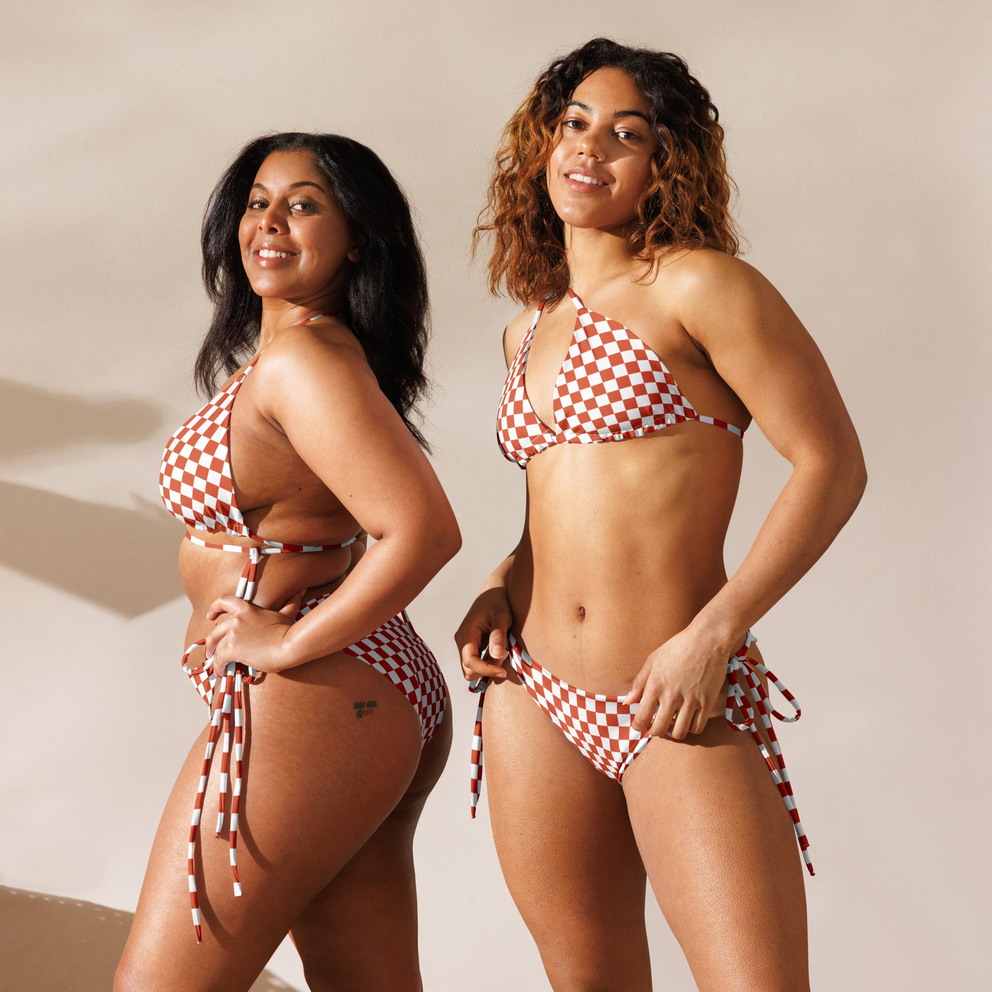 String Bikini Set | Checkered | Orange Dazz'Up Store