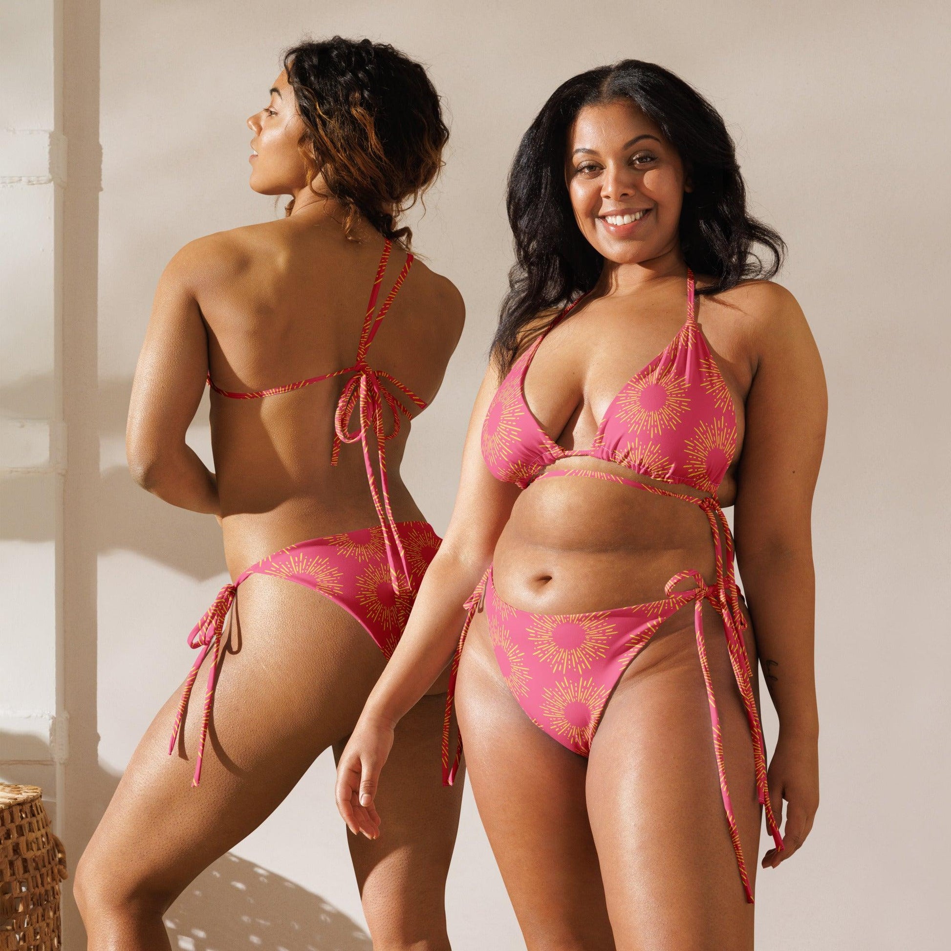 Pink Sun Rays String Bikini Set Dazz'Up Store