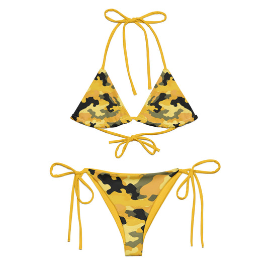 Camouflage Yellow String Bikini Set | Eco-Friendly Dazz'Up Store