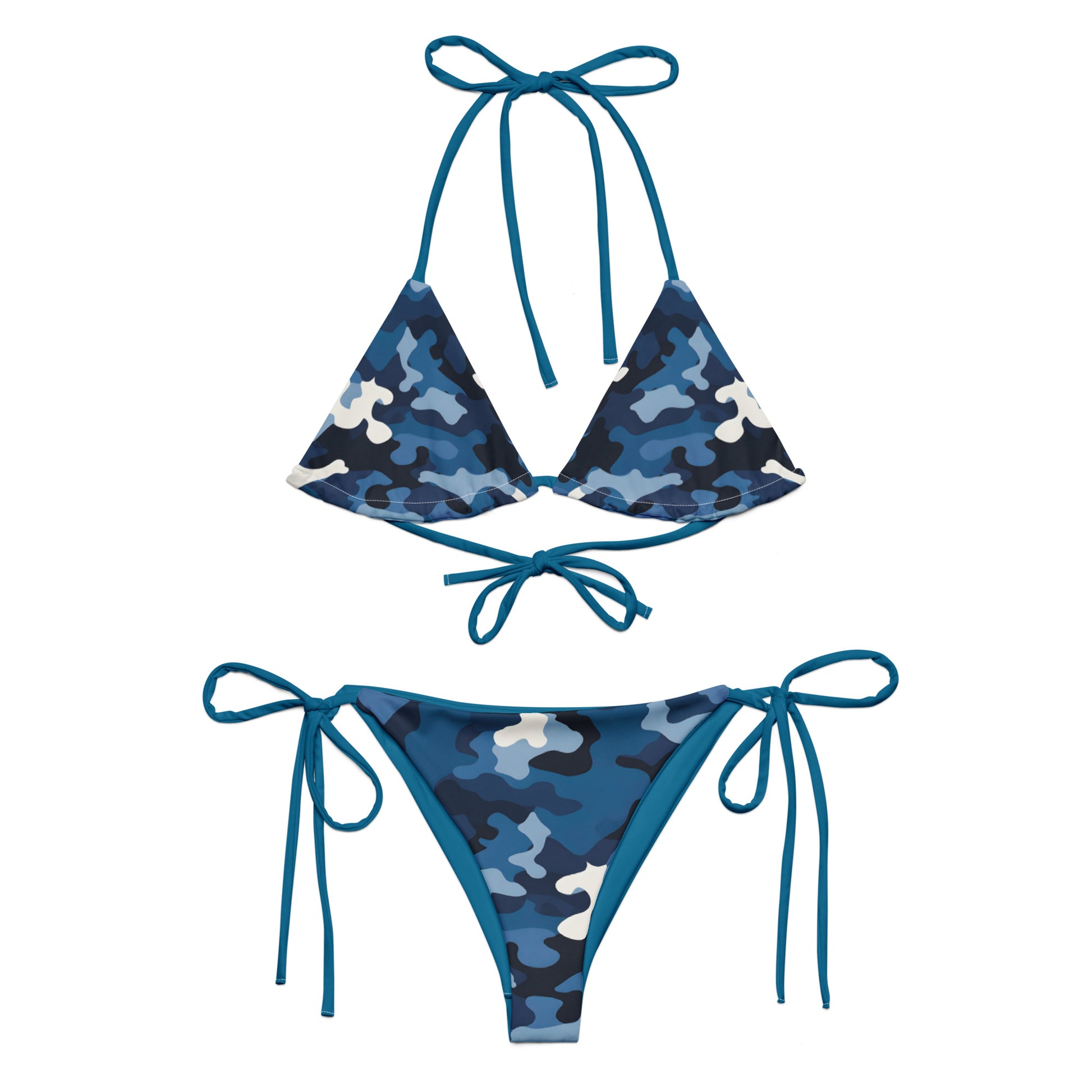 Camouflage Dark Blue String Bikini Set | Eco-Friendly Dazz'Up Store