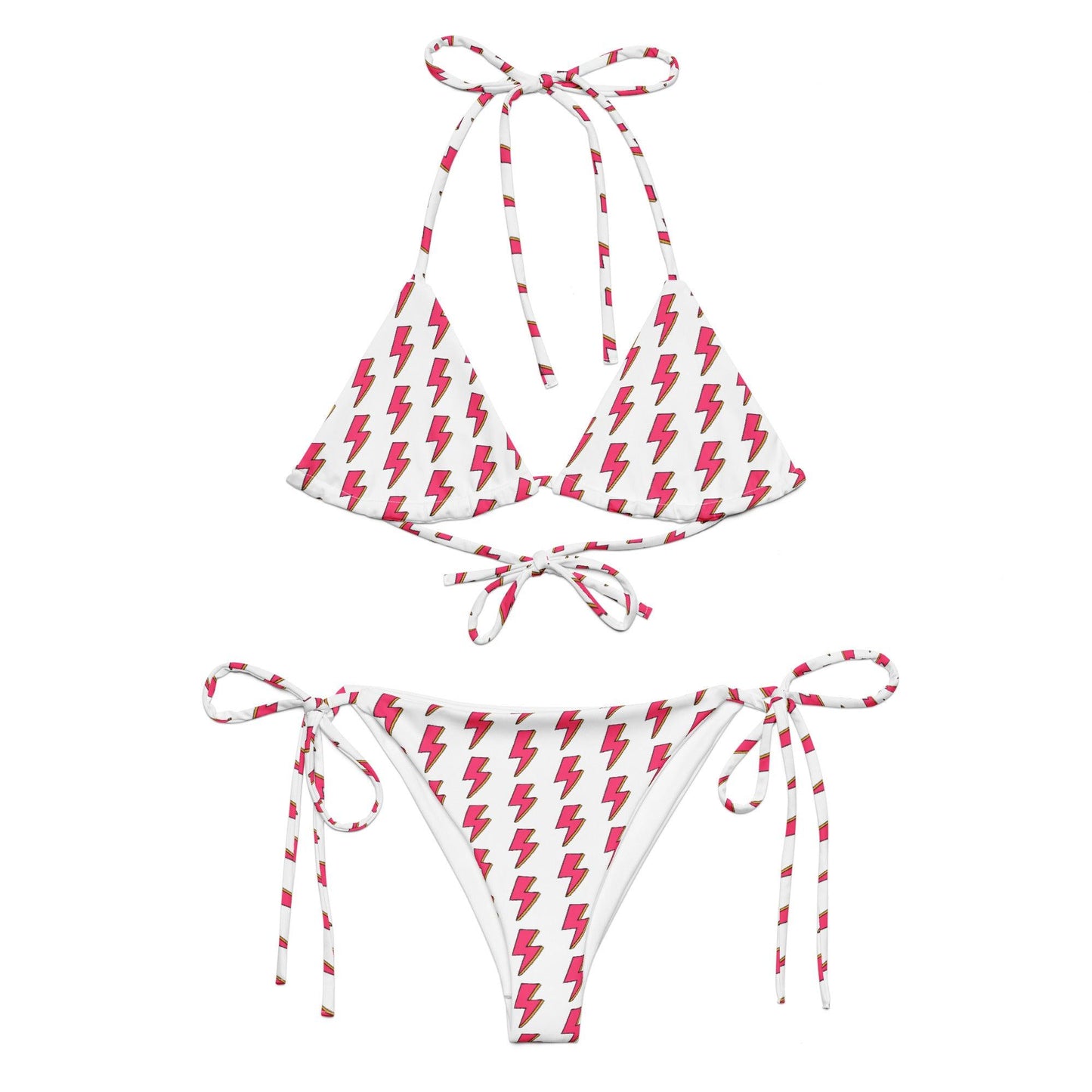 Pink lightning bolt String Bikini Set | Eco-Friendly Dazz'Up Store