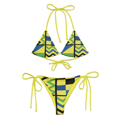 Yellow & Blue Kente String Bikini Set | Eco-Friendly Dazz'Up Store