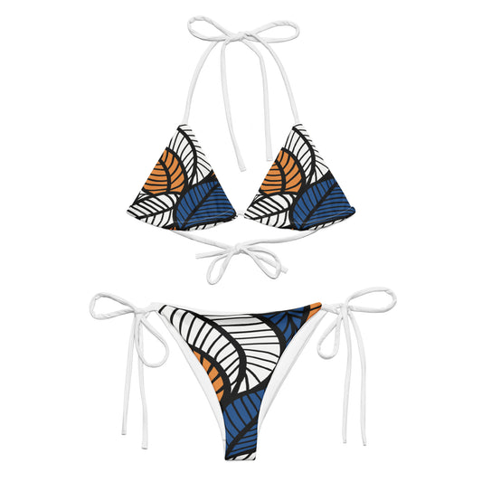 Ankara Leaf Print String Bikini Set | Eco-Friendly Dazz'Up Store