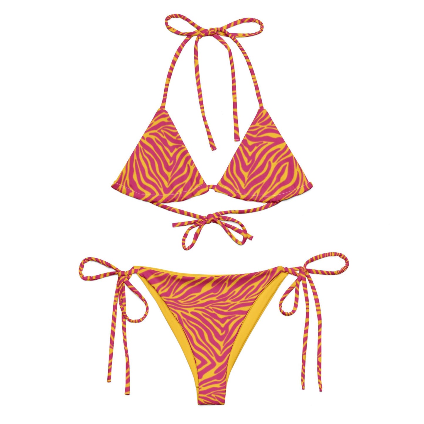 Pink & Yellow Zebra String Bikini Set Dazz'Up Store