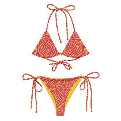 Pink & Yellow Zebra String Bikini Set Dazz'Up Store