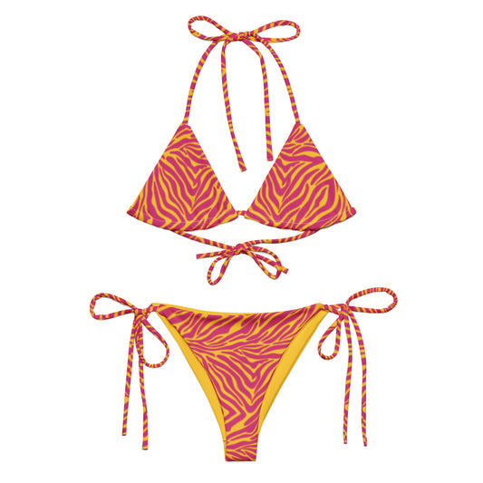 Pink & Yellow Zebra String Bikini Set | Eco-Friendly Dazz'Up Store