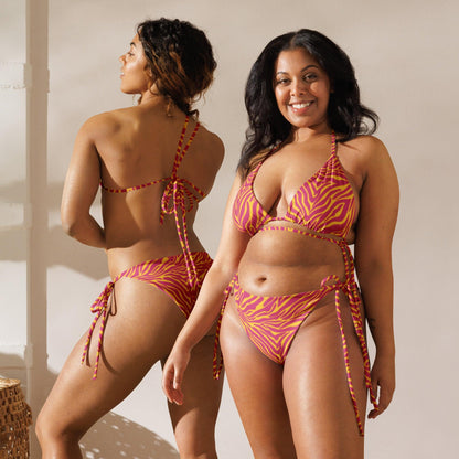 Pink & Yellow Zebra String Bikini Set Dazz'Up Store