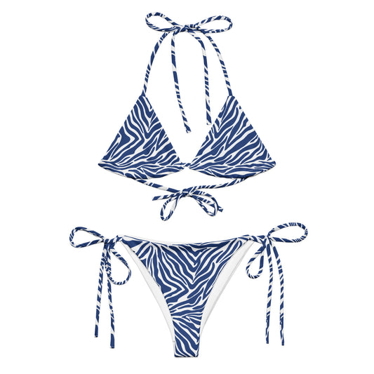 Blue Zebra String Bikini Set | Eco-Friendly Dazz'Up Store