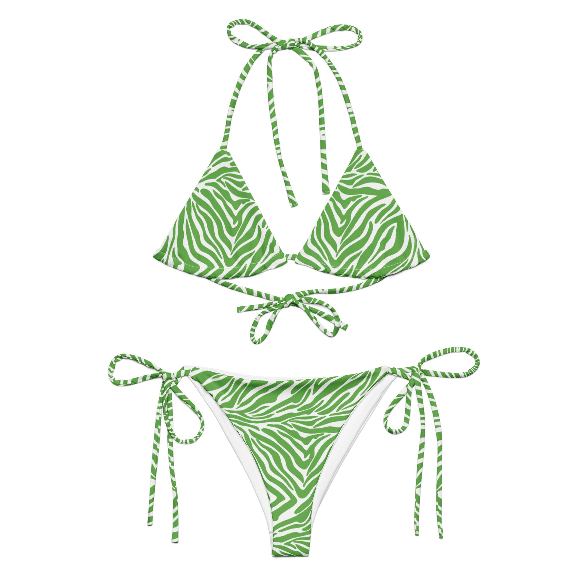 Green Zebra String Bikini Set | Eco-Friendly Dazz'Up Store