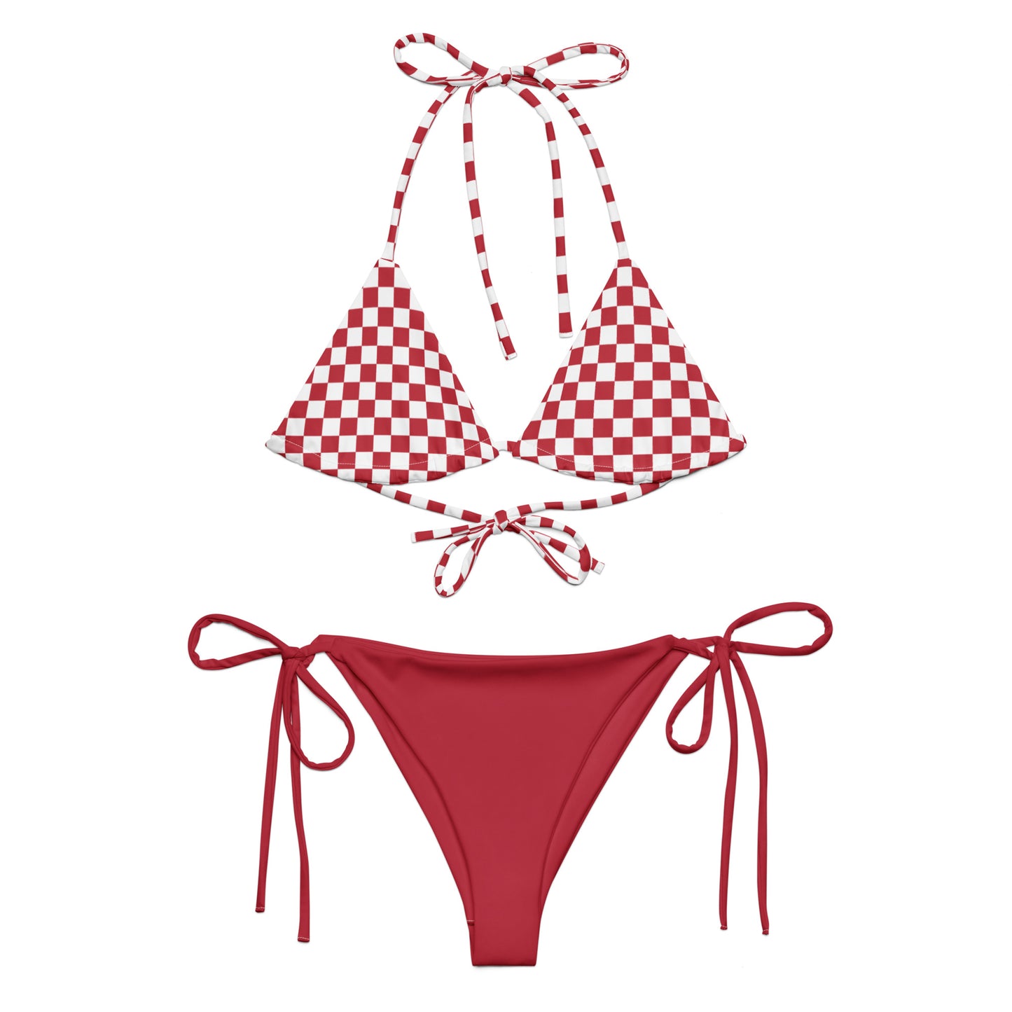 String Bikini Set | Checkered top | Red Dazz'Up Store